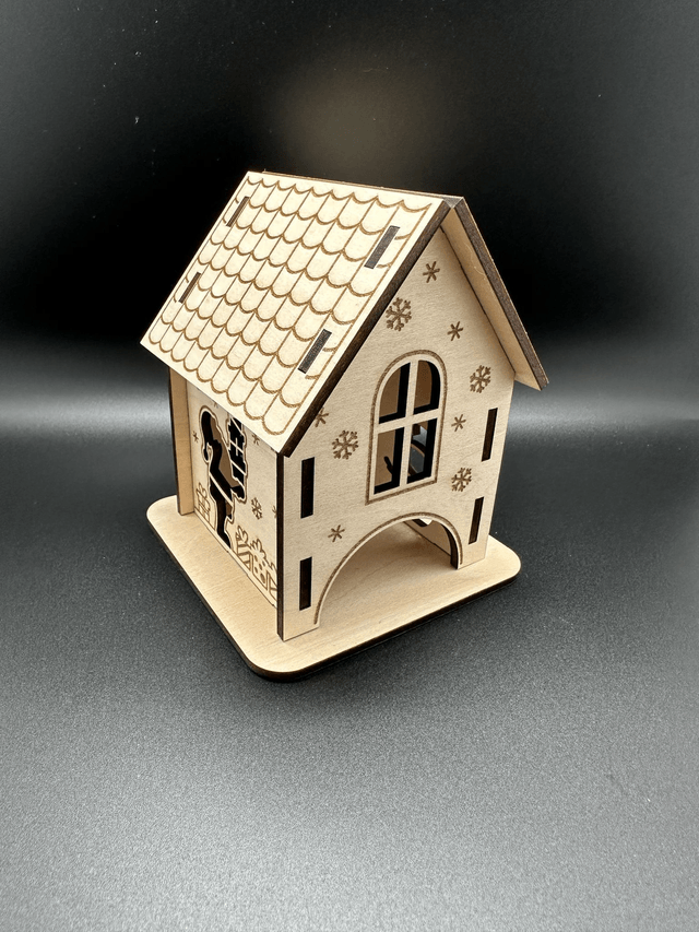Maison Décorative en Bois - Motifs de Noël